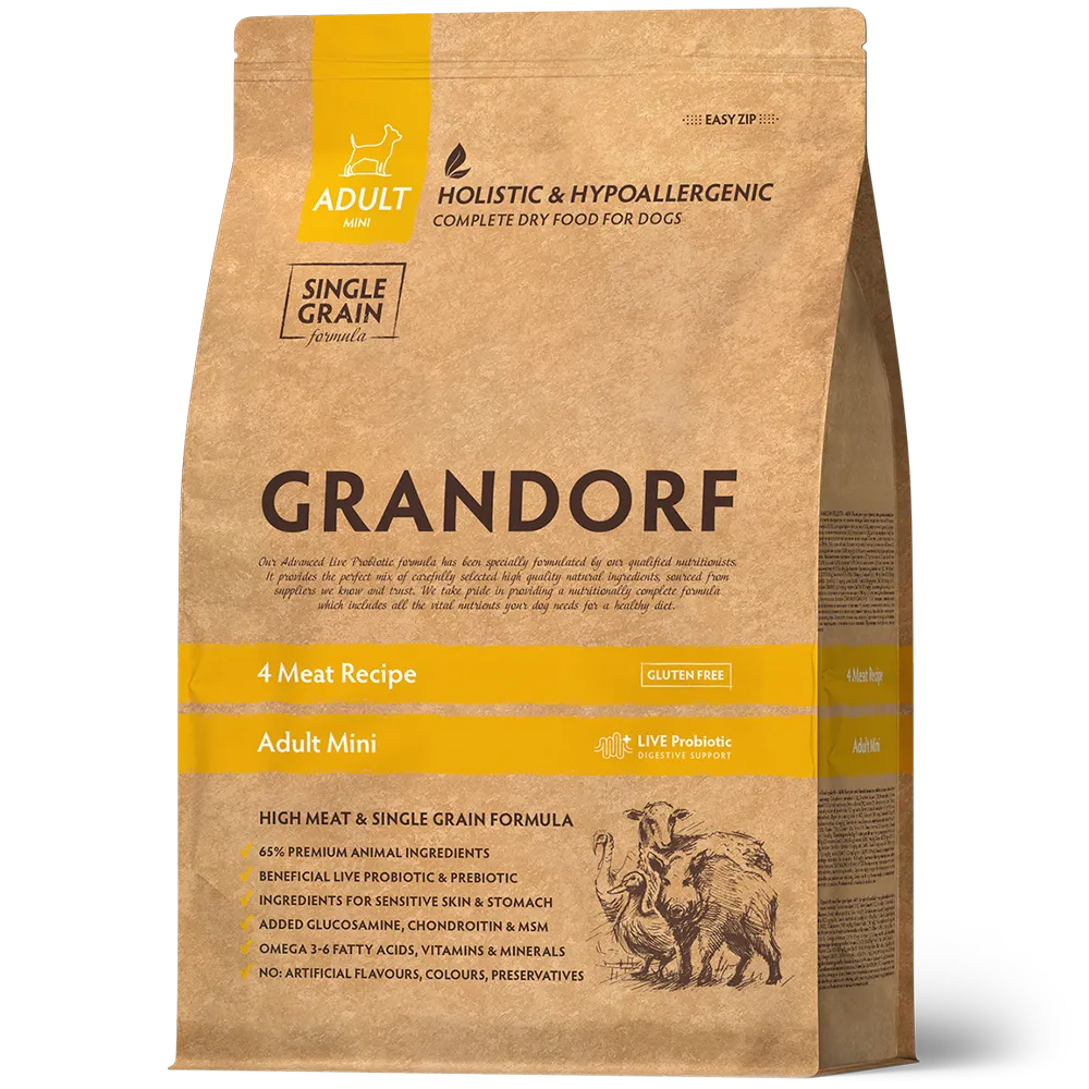 Grandorf 4 Meat and Brown Rice Adult Mini — корм для взрослых собак мелких пород